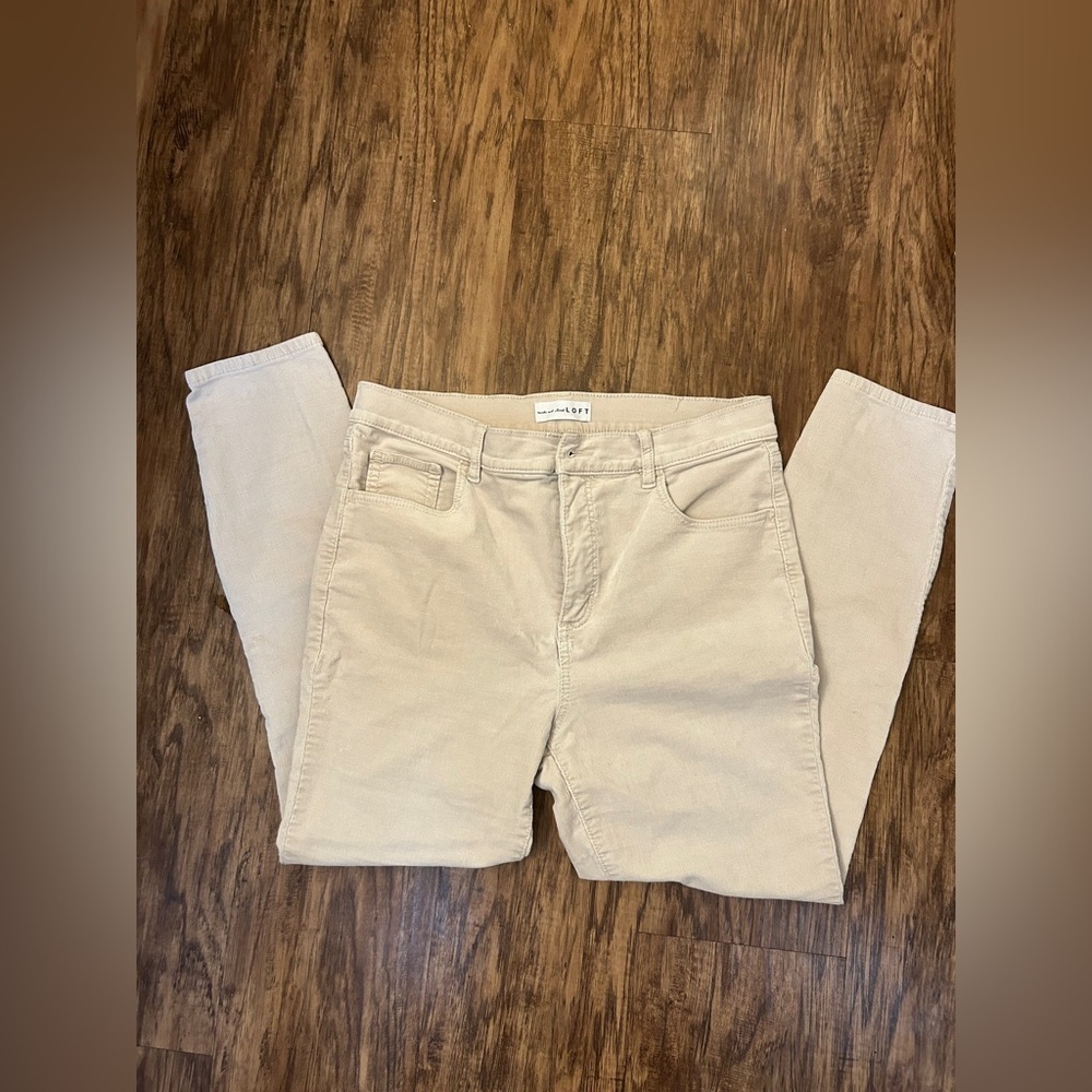 LOFT Light Beige Corduroy Skinny Pants